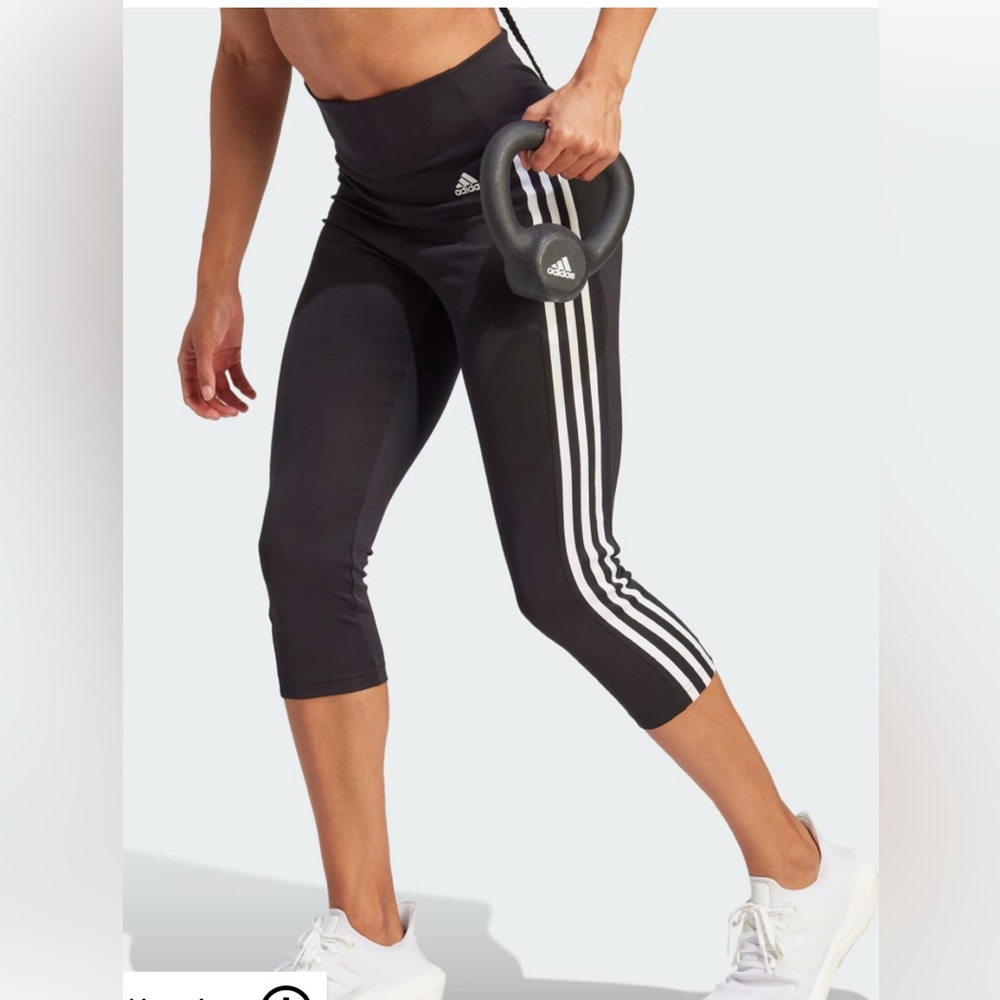 Adidas Black Leggings with White Stripes